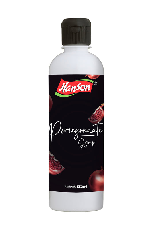 Hanson Pomegranate Syrup bottle on a white background